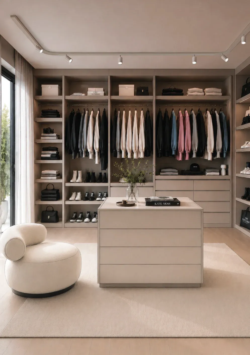 Ankleidezimmer mit TRIvario Schiene und Spots an der Decke Ankleidezimmer mit TRIvario Schiene und Spots an der Decke